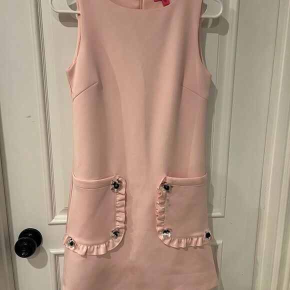 Charming Pink betsy Johnson Dress with Ruffle Pockets - Picture 1 of 3